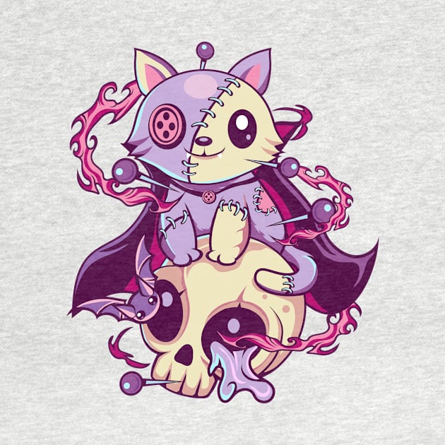 Skull Cat Kawaii Gothic by DionArts